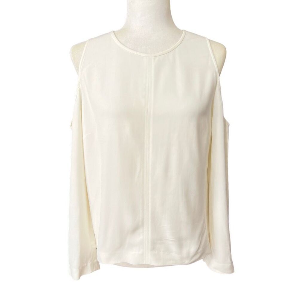 Veronica Beard White Cold-Shoulder Blouse Medium Size10 Viscose blend